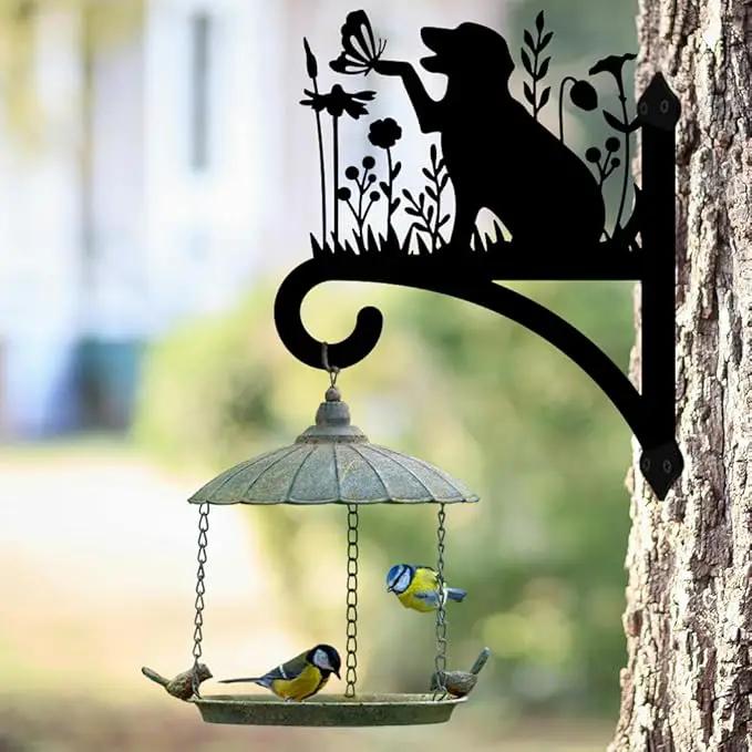 Peacoblue Iron Plant Hangers Holder for Outdoor Indoor Hanging Plants Fern Pots, Lantern, Bird Feeder, Wind Chimes, 12”x14” Dog Weather Resistant Metal Wall Brackets Hooks for Porch, Garden, Home(Dog) by GreenHaven Gardens