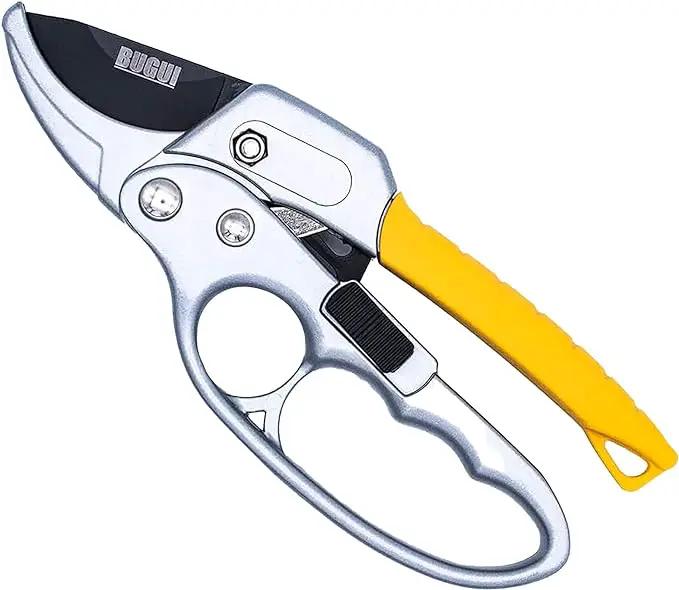 BUGUI 8" Ratchet Pruning Shears, 5 Times Cutting Power Than Normal Garden Scissors, Labor-Saving Design for Arthritis Weak Hands by GreenHaven Gardens