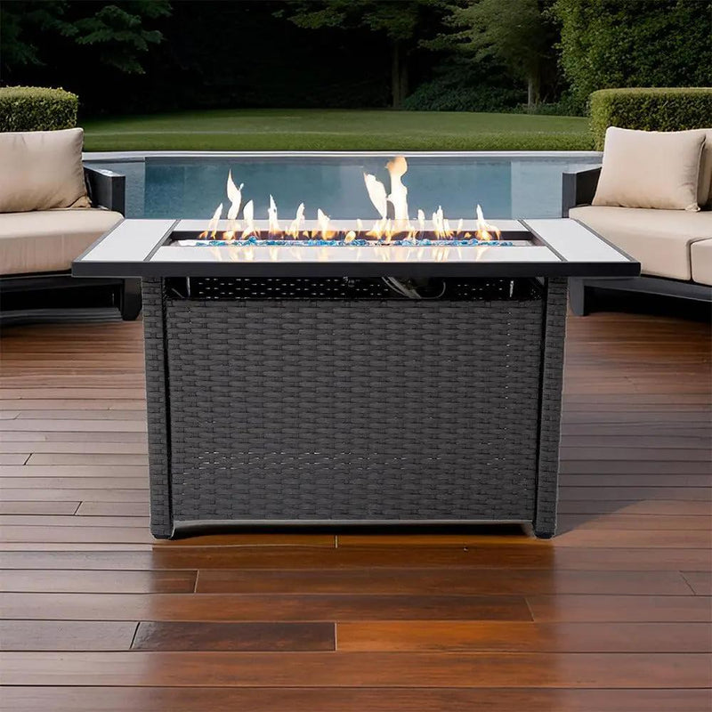 Tirana Propane Fire Pit Table 45" Outdoor Firepit 50,000 BTU Firepits for Outside with Lava Rocks and Removable Lid Metal Fire Pit Outdoor Fireplace Propane Fire Pits for Outside CSA Certified by GreenHaven Gardens
