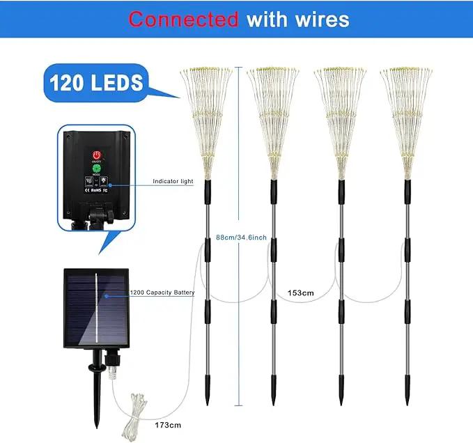 Unihoh Solar Garden Lights Outdoor, 4 Pack 120 LED Waterproof Decorative String Lights 8 Modes with Remote DIY Outdoor Decor for Pathway Walkway Yard (Cool White) by GreenHaven Gardens