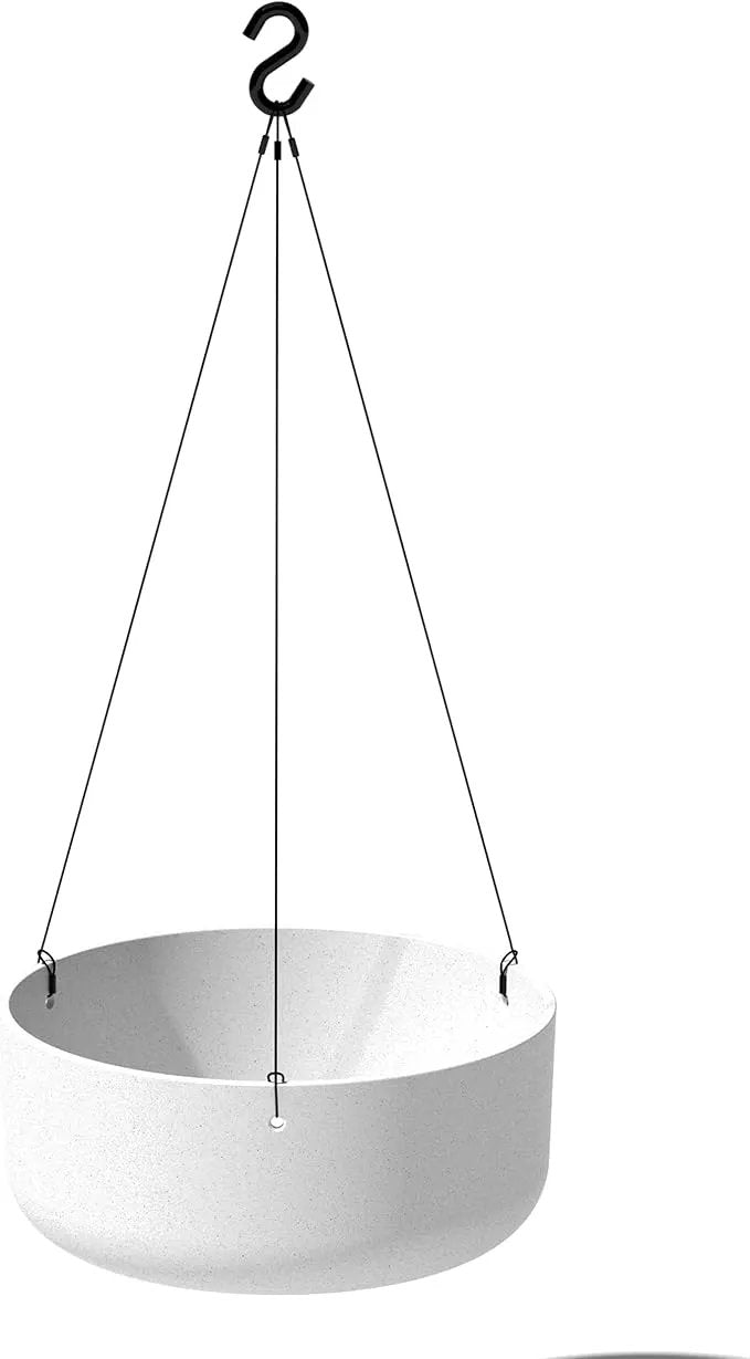 Veradek Mason Series Hanging Kona Planter - Round Planter for Outdoor Balcony/Patio | Made from Plastic-Stone Composite with Hanging Attachment | Modern Décor for, Flowers, Succulents, Small Plants by GreenHaven Gardens
