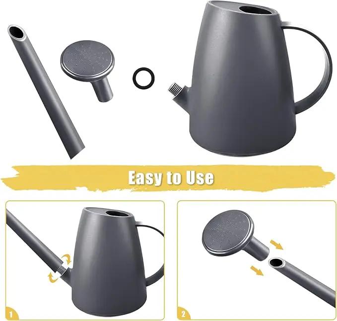 Watering Can for Indoor Plants, Small Watering Cans for House Plant Garden Flower, Long Spout Water Can for Outdoor Watering Plants 1. 8L 1/2 Gallon (Gray) by GreenHaven Gardens