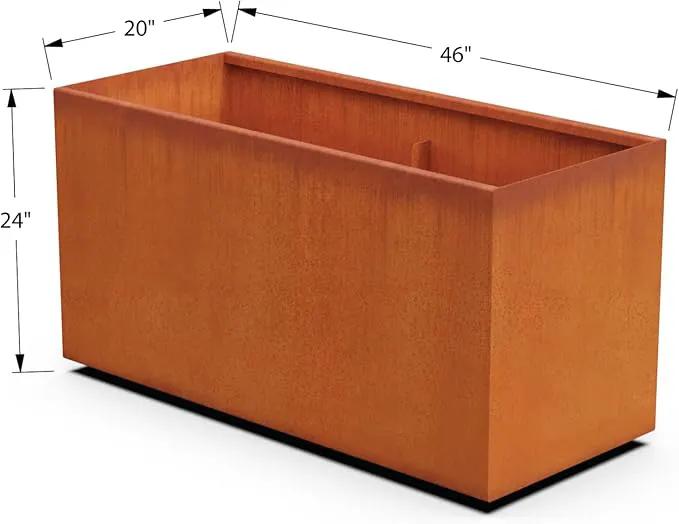 Corten Steel Planter Rectangle Outdoor Metal Garden Box Heavy Duty | Made in USA | Fully Assembled by GreenHaven Gardens
