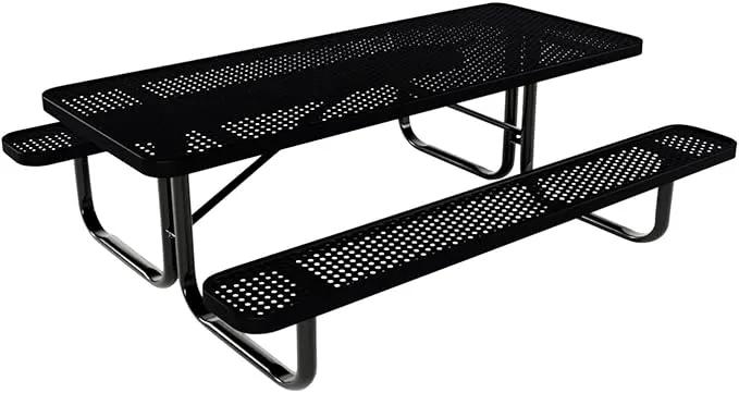 Coated Outdoor Furniture Heavy-Duty Portable Outdoor Kids Table, Punched Steel Kids Picnic Table, Commercial-Grade Picnic Table, Made in America (6ft Rectangular, Childrens, Black) by GreenHaven Gardens
