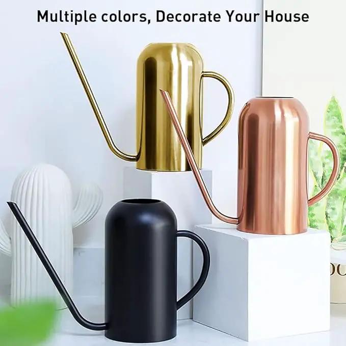 Watering Can Indoor Plants, 50 oz/1500 ml Metal Stainless Steel Watering Can Pot with Long Spout for Indoor House Plants Bonsai Outdoor Garden Flower Decorative(Copper) (Gold) by GreenHaven Gardens