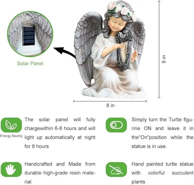 Solar Garden Statues Outdoor Angels Lights, Unique Housewarming Garden Gifts for Women Mom Wife Grandma and Sisters，Cute Angels Sculpture Decoration for Patio, Terrace, Balcony, Lawn by GreenHaven Gardens