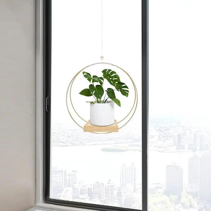 Hanging Planters for Indoor Plants, Plant Hanger with Sturdy Wood Base,Modern Boho Macrame Plant Hanger,Wall Ceiling Window Stands(Plants/Pots Not Included) by GreenHaven Gardens