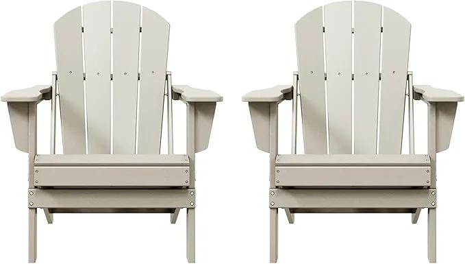 Westin Outdoors Laguna WO Home Furniture Adirondack Chair 2 PCS Set Outdoor Folding Patio Chair for Bon Fire Pit Garden Lawn Backyard Lounging Relaxing (Sand) by GreenHaven Gardens