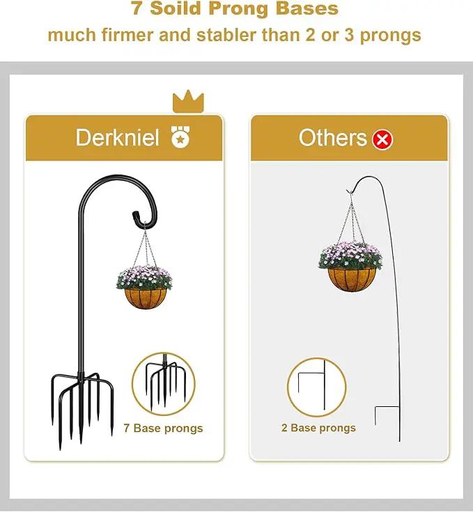Shepherd Hook 108 Inch Tall Heavy-Duty Metal Garden Hanging Pole Stake for Bird Feeder Pole Plant Baskets, Black (2 Pack) by GreenHaven Gardens