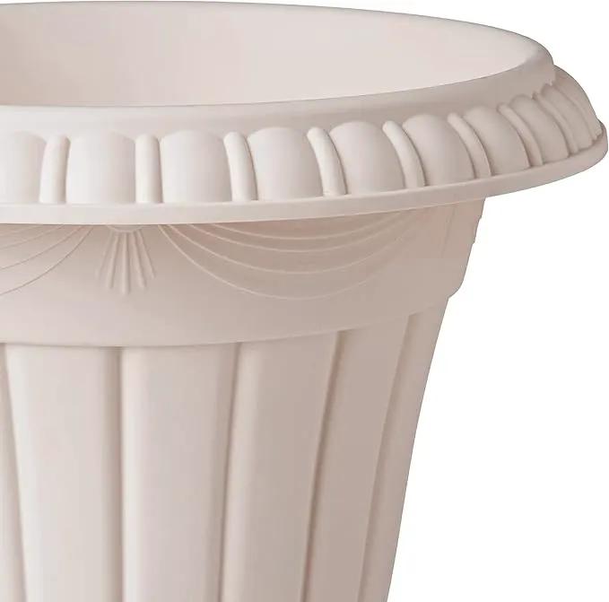 PL00TP Classic Traditional Plastic Urn Planter Indoor/Outdoor, 16" x 18", Taupe by GreenHaven Gardens