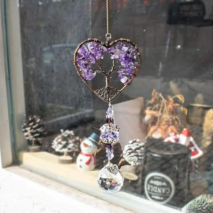 H&D HYALINE & DORA Sun Catcher Crystal Tree of Life Rainbow Maker Drops Hang for Window, Home Decor, Car Charms by GreenHaven Gardens