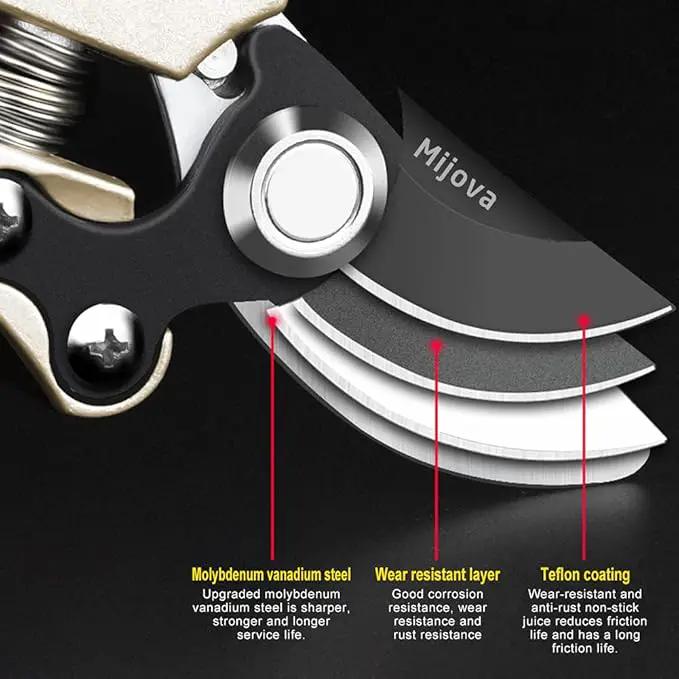 Gardening Scissors, Precision Pruning shears for Branches Shrubs and Vines, High-Carbon SK5 Steel Stays Sharp Longer for Clean Cuts that Promote Plant Health by GreenHaven Gardens
