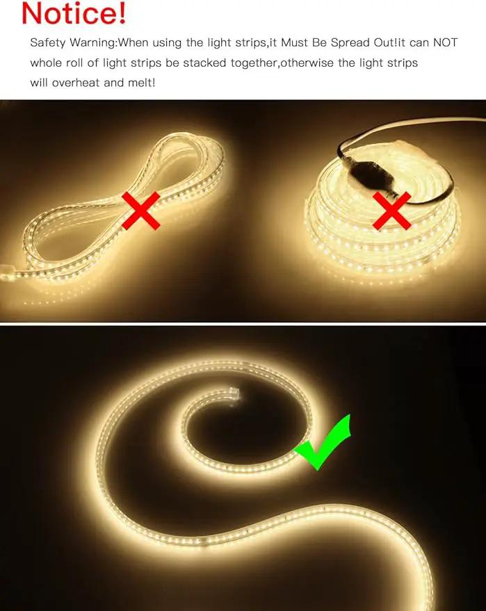 AIMENGTE LED Strip Lights Under Cabinet Lighting, Outdoor Led Lights Waterproof, AC 110V, 600LEDs, 3000k LED Rope Lights for Garden, Lawn, Kitchen Home Decor (16.4ft, Warm White) by GreenHaven Gardens