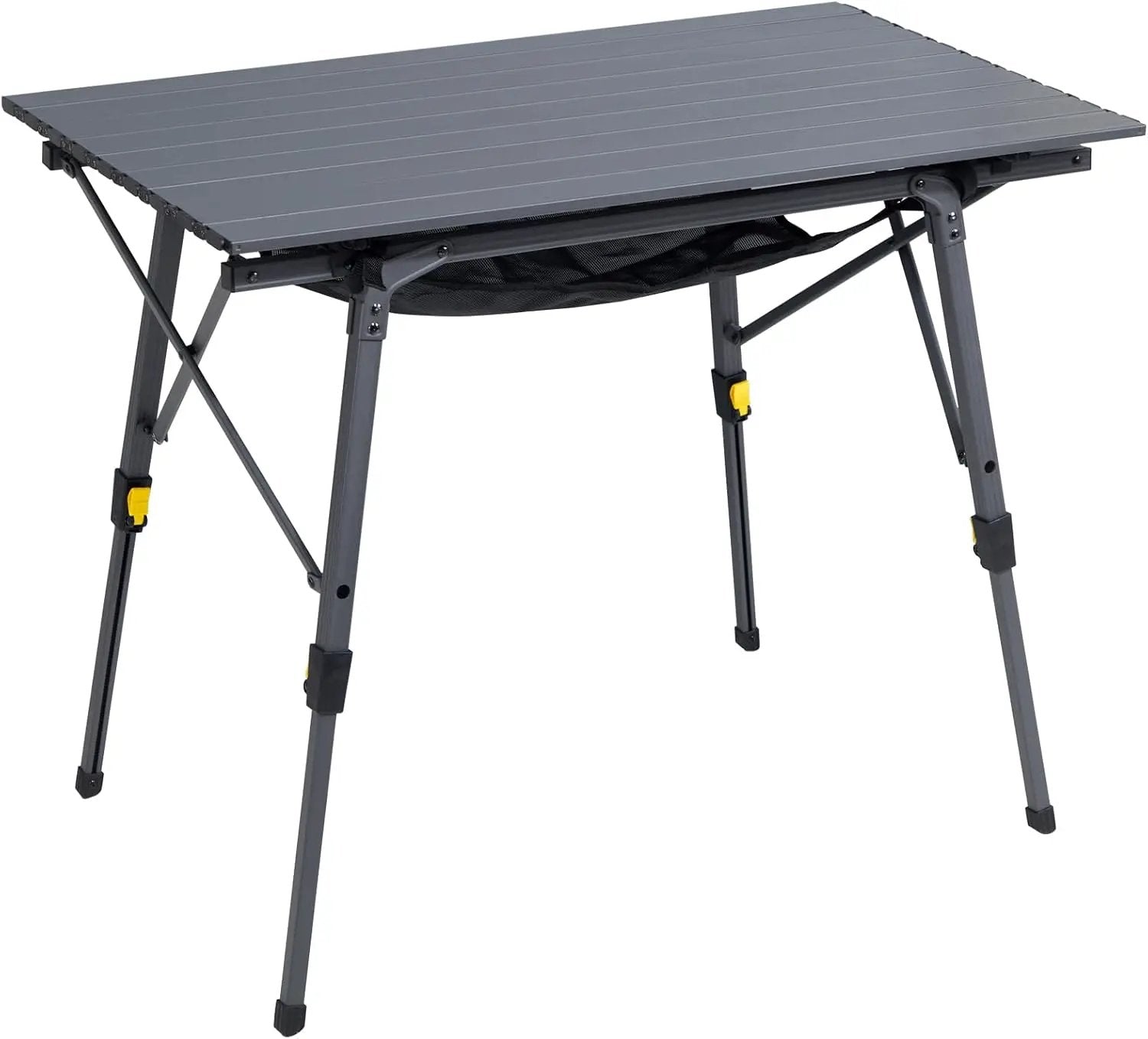 PORTAL Outdoor Folding Portable Picnic Camping Table with Adjustable Height Aluminum Roll Up Table Top Mesh Layer, Dark Gray by GreenHaven Gardens