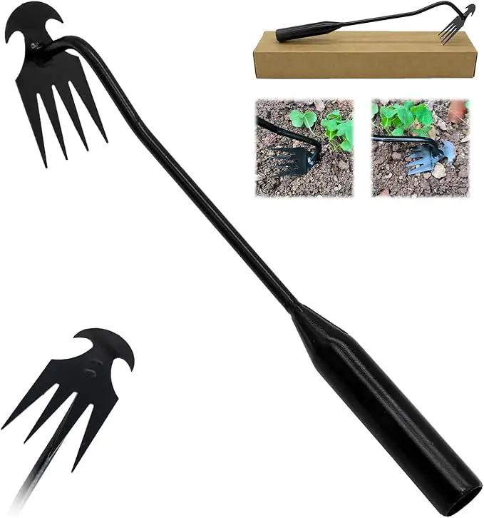 Weeding Artifact Uprooting Garden Weeding Tool, Upgraded Weed Removal Tool, Stainless Steel/Manganese Steel Weed Puller Manual Weeders for Home Gardening Yard Farmland (12in Black Metal Handle) by GreenHaven Gardens