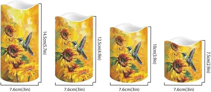 Ystardream Flameless Candle Valentine Candles Hummingbird Unity Candles for Wedding Ceremony Set with Remote and Timer Battery Operated Realistic LED Window Candles Dinner Wedding Sunflower Print by GreenHaven Gardens