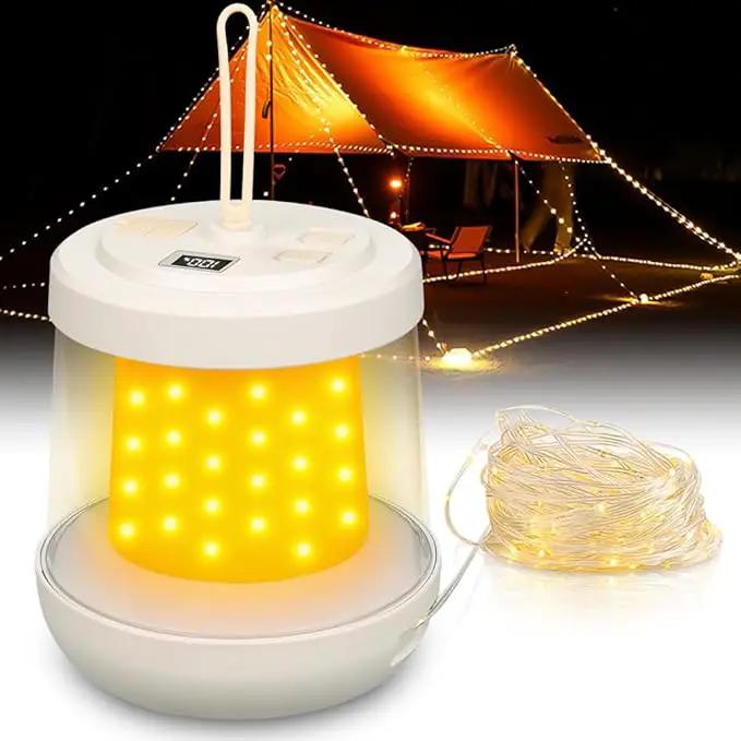 UniqueFire Portable 2 in 1 Camping Lantern，Camping String Lights Outdoor，Rechargeable LED Tent Lantern with Warm String Lights for Camping, Party, Garden and Yard Outdoor Decoration by GreenHaven Gardens