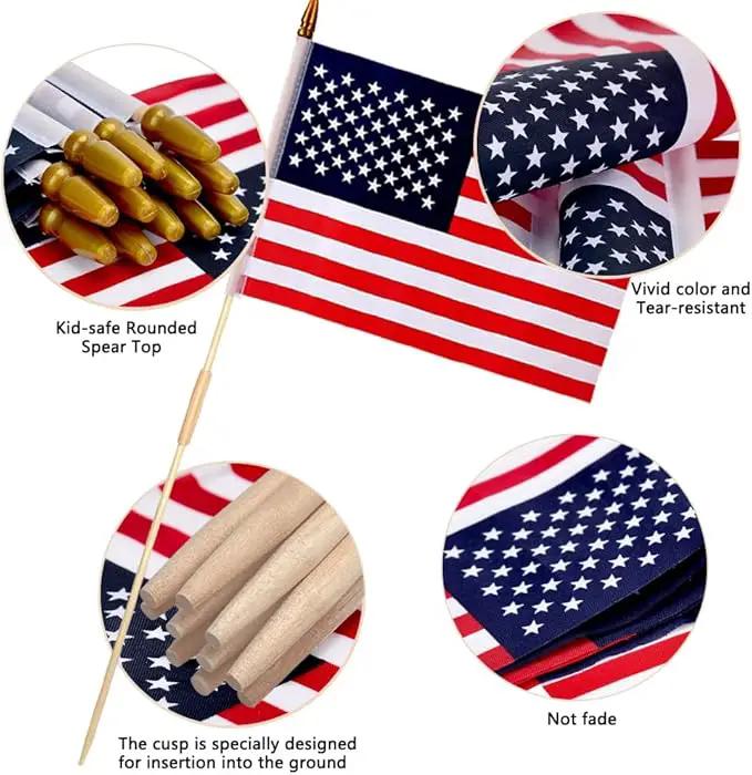 50 Pcs 12x18 Inch American Flags on Stick, American Flags, USA Stick Flag with Handheld and Grounded Multi-Purpose Flagpole, Design for Memorial Day, 4th of July, Veterans Day by GreenHaven Gardens