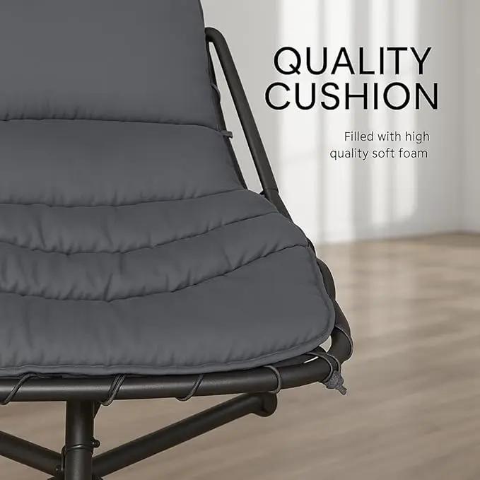Weatherproof Replacement Cushion Pad and Umbrella for Hanging Lounge Chair Outdoor Chaise Hanging Hammock Chair - Long-Lasting, Fade-Resistant, Quick-Dry, Outdoor Lounge Replacement Set (Gray) by GreenHaven Gardens