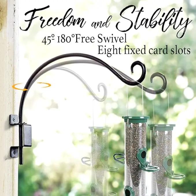 Swivel Bird Feeder Hanger Hook: Swivel Hanging Plant Bracket Outdoor - Wall Mount Swivel Hanging Hook for Bird Feeder 16-Inch by GreenHaven Gardens