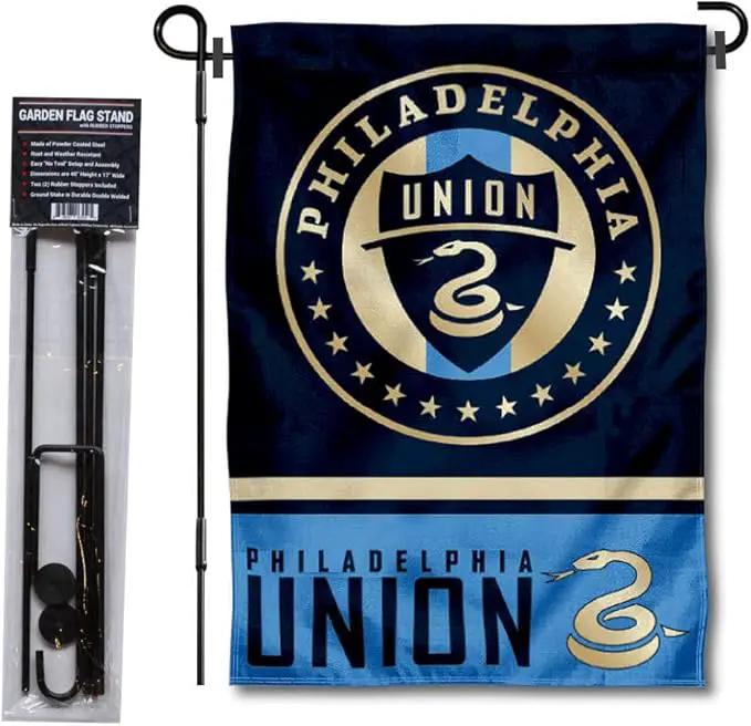 WinCraft Philadelphia Union Garden Flag with Stand Pole Holder by GreenHaven Gardens