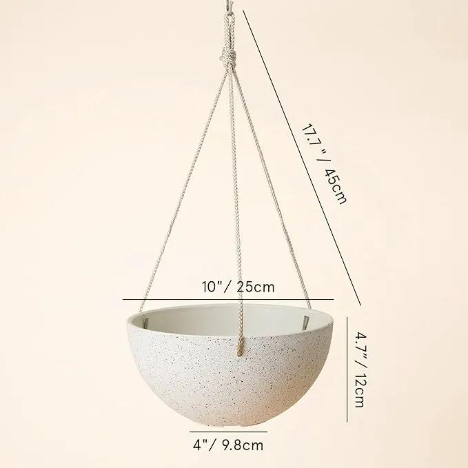 LA Jolie Muse Hanging Planters for Indoor Plants - Flower Pots Outdoor 10 inch Garden Planters and Pots,Speckled White Set of 2 by GreenHaven Gardens
