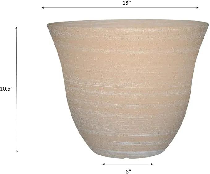 Classic Home and Garden Honeysuckle Resin Flower Pot Planter, Beige, 13" by GreenHaven Gardens