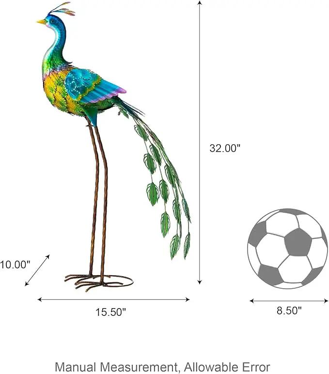 Glitzhome Metal Standing Peacock Garden Statue with Stakes Outdoor Decoration, 32" H by GreenHaven Gardens