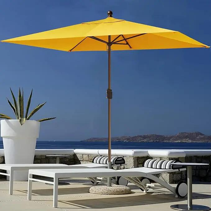 EliteShade USA 10-Year-Non-Fading 6.5x10Ft Rectangular Market Umbrella Patio Umbrella Outdoor Table Umbrella with Ventilation, Sunflower Yellow by GreenHaven Gardens