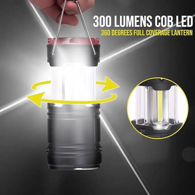 Lichamp 4 Pack Lantern Camping Essentials Lights, Battery Powered Collapsible Lanterns Flashlights with Red Strobe/SOS, Magnetic Base, for Power Outages, Hurricane, Tent Lights for Emergency by GreenHaven Gardens