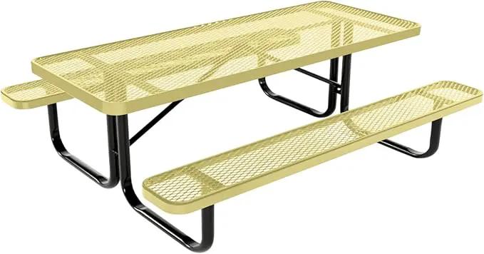Heavy-Duty Portable Outdoor Kids Table, Expanded Metal Kids Picnic Table, Commercial-Grade Picnic Table, Made in America (6ft Rectangular, Childrens, Textured Sandstone) by GreenHaven Gardens