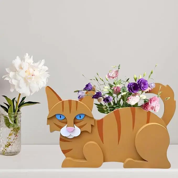 Orange Cat Planter Plant Pots,Cute Garden Cat Flower Planter,Cat Planters Birthday Gifts for Women,Office,Indoor/Outdoor Decor(12.5 * 5.12 * 7.8in) by GreenHaven Gardens