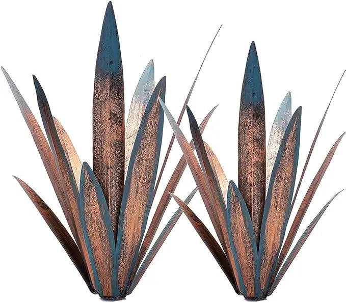 Jesokiibo 2pcs Tequila Rustic Sculpture DIY Metal Agave Plant Home Decor Rustic Hand Painted Metal Agave Garden Ornaments Outdoor Decor Figurines Home Yard Decorations Stakes Lawn Ornaments… by GreenHaven Gardens
