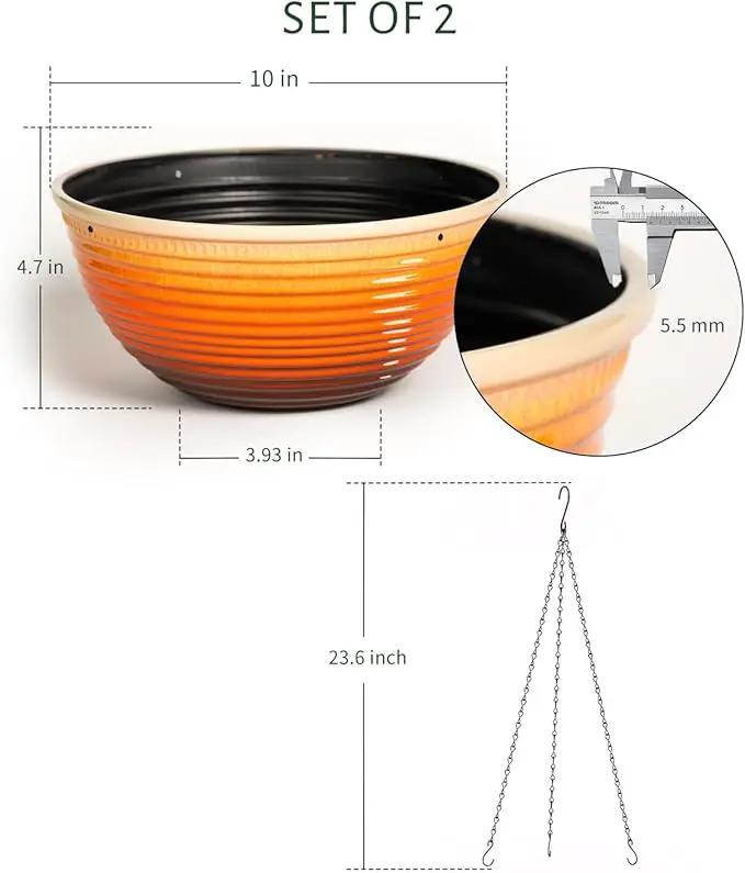 10 Inch Hanging Planter, 2 Pack Hanging Planters for Indoor Outdoor Plants Self Watering Hanging Pots with Drainage Holes for Garden Home by GreenHaven Gardens