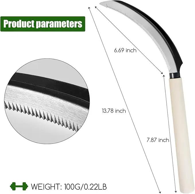 Sod Cutter Japanese Weeding Sickle, Japanese Weeding Tool with Sawtooth, Hand Sickle Weeding Tools for Garden, Hand Hoe Garden Tool, Light Serration, Stainless Steel Blade, Sharp by GreenHaven Gardens
