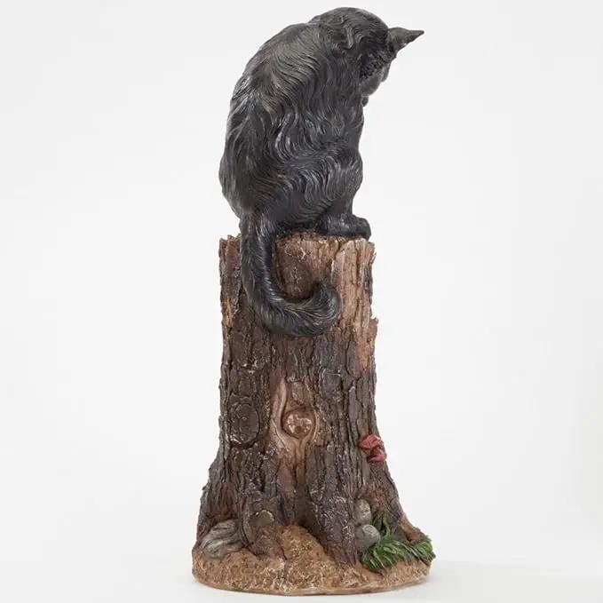 Bits and Pieces - Cat & Mouse Garden Statue- Outdoor Kitten on a Stump Sculpture - 17" Polyresin Home Décor Weather Resistant Lawn Ornament by GreenHaven Gardens
