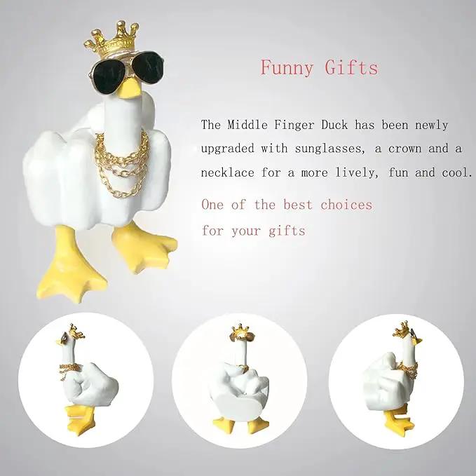 Accddio Middle Finger Duck Decor, Funny Middle Finger Resin Garden Statue, Duck You Cool Fun Gag Gift for Home Office Desk (White) by GreenHaven Gardens