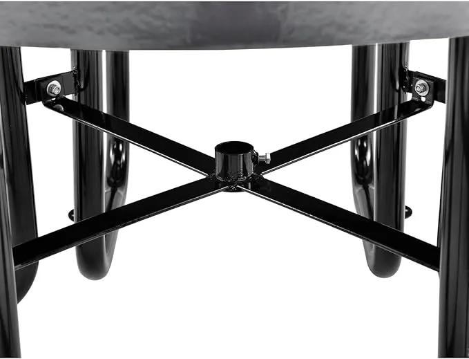 Global Industrial 46" Round Picnic Table, Perforated Metal, Thermoplastic Coating, Attached Benches, 1-1/2” Umbrella Pole Hole, Outdoor-Rated, 1000 lbs Capacity, Gray by GreenHaven Gardens