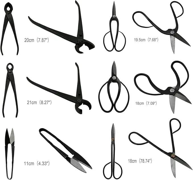 Voilamart 12 Pcs Gardening Bonsai Tool Sets Carbon Steel Garden Plant Trimming Kit Scissor Cutter Shear Heavy Duty Nylon Case Outdoor Entrenching Tools by GreenHaven Gardens