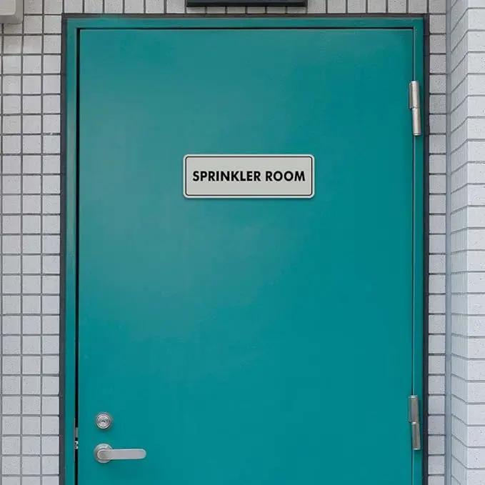 Signs ByLITA Standard Sprinkler Room Sign (Brushed Silver) - Large 2 Pack by GreenHaven Gardens