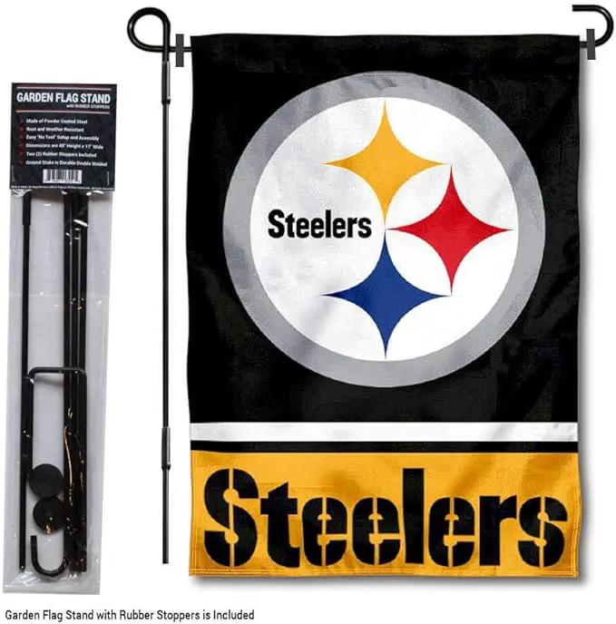 WinCraft Pittsburgh Steelers Garden Flag with Stand Holder by GreenHaven Gardens