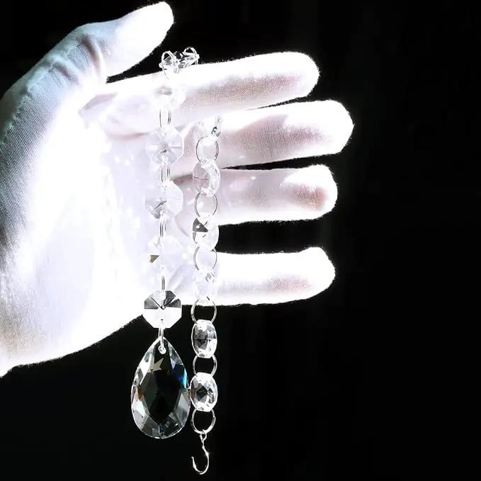 1ft 10pcs Teardrop Crystals Garland, Hanging Chandelier Crystals Prism Beads Chain for Wedding Home Decoration Clear GOLDENHAITAI by GreenHaven Gardens