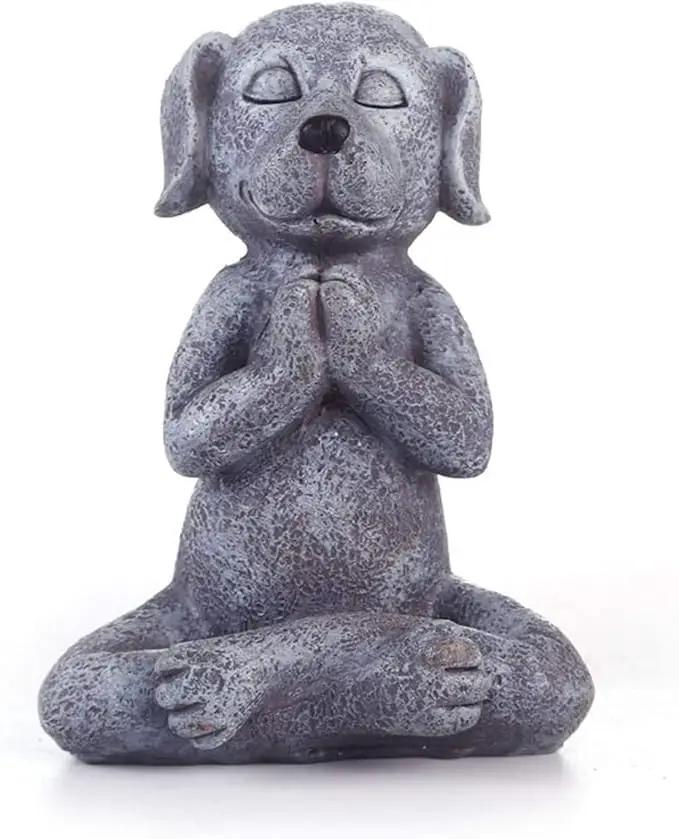 Meditating Dog Statue Buddha - Zen Dog - Namaste– Top Collection Tranquility and Peacefulness for Your Fairy Garden. 4¾ Inches Tall Miniature Gnome Figurine by GreenHaven Gardens