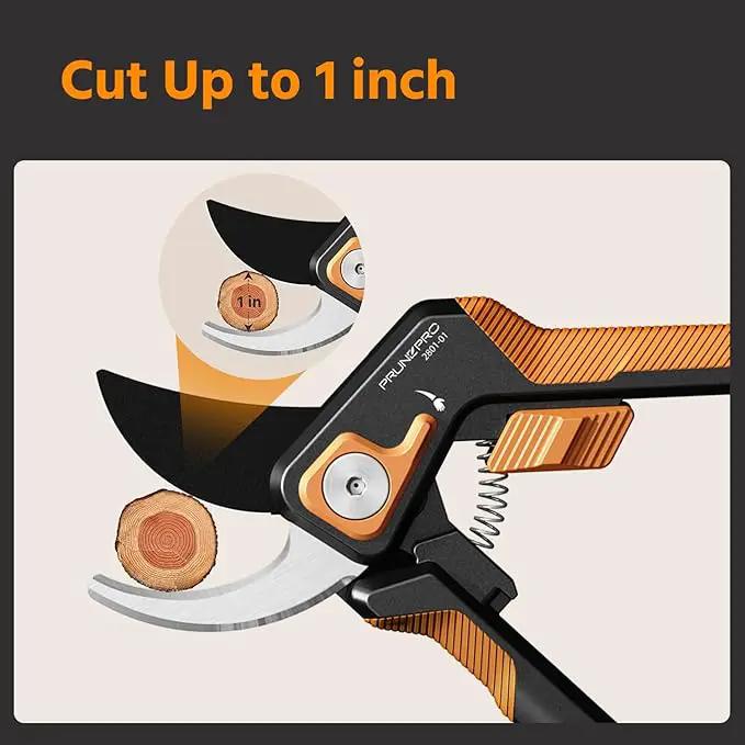 PrunePro Pruning Shears for Gardening Professional Bypass Hand Pruner Stainless Steel Sharp Blade Garden Scissors Plant Flower Garden Clipper Orange 2 Pack by GreenHaven Gardens