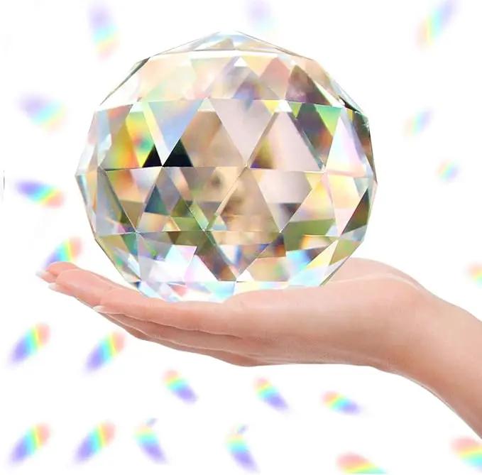 Clear Glass Crystal Ball Prisms Window Rainbow Maker Sphere Faceted Gazing Ball Prism Prism Suncatcher for Home Décor, Feng Shui, (120mm/4.72inch) by GreenHaven Gardens