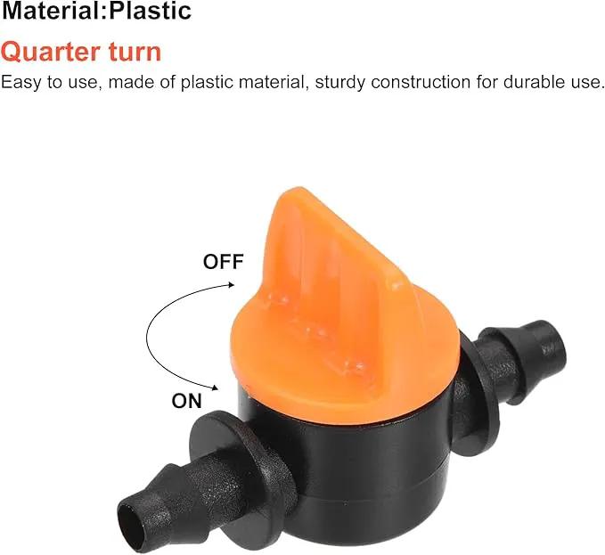 MECCANIXITY Micro Ball Valve 1/4" Barb Connector Shut Off Switch Plastic for Irrigation Drip Tube 2 Pack by GreenHaven Gardens