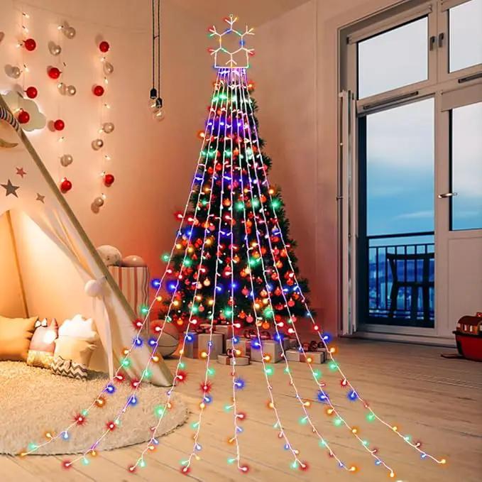 Outdoor Christmas Decorations String Lights, 320 LED 11.5 Ft Waterfall Tree Lights with Snowflake Topper 8 Lighting Modes Christmas Lights for Indoor Outdoor Yard Home Festival Xmas New Year Decor by GreenHaven Gardens