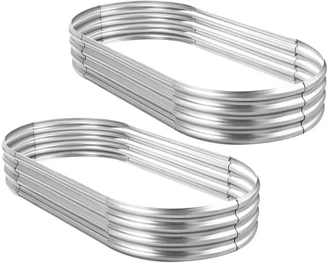 Land Guard 2Pcs Galvanized Raised Garden Bed Kit, Galvanized Planter Oval Large Metal Raised Garden Boxes Outdoor for Vegetables… by GreenHaven Gardens