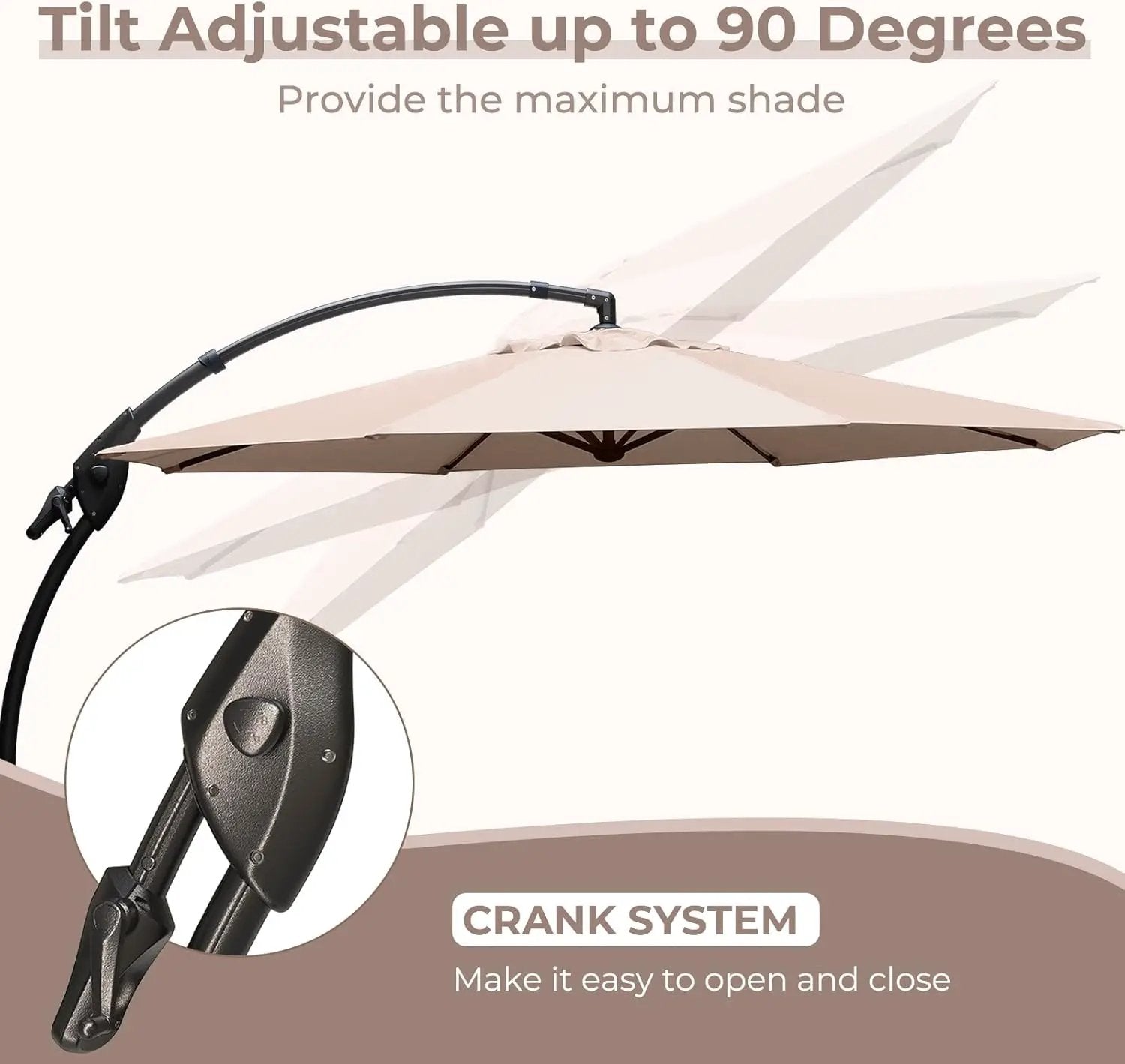 Grand patio 11FT Cantilever Umbrella with Base Outdoor Large Round Aluminum Offset Umbrella for Patio Garden Backyard (Champagne, 11 FT) by GreenHaven Gardens