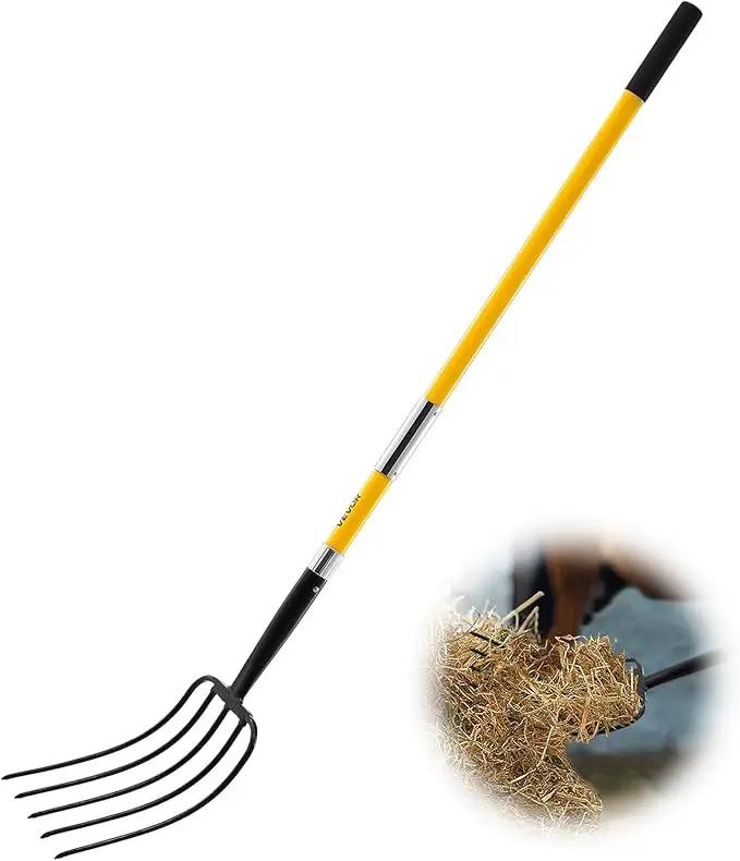 VEVOR Garden Fork, 5-Tine Gardening Pitchfork with Fiberglass Handle, 57 in Heavy Duty Digging Fork with Y Grip, Forged Steel Spading Fork for Hay Potato Composting Transplanting Aeration by GreenHaven Gardens